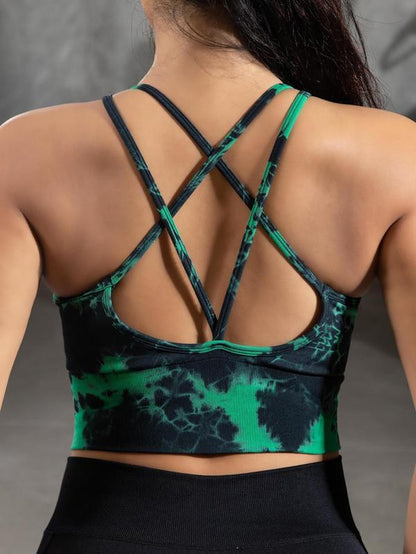Plus Size Printed Tie Dye Sports Bra