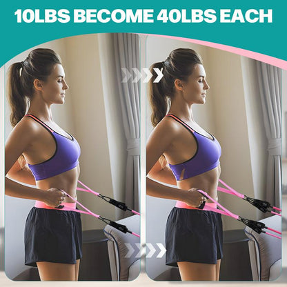 Multi-Functional Pilates Bar Kit with Resistance Bands